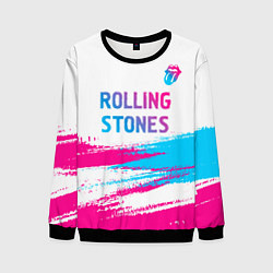 Свитшот мужской Rolling Stones neon gradient style посередине, цвет: 3D-черный