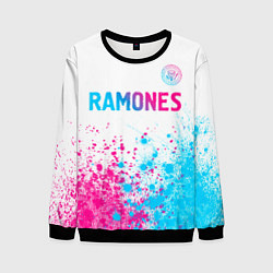 Мужской свитшот Ramones neon gradient style посередине