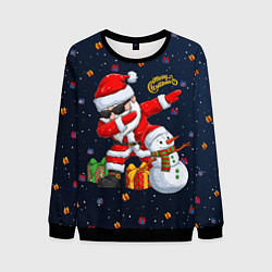 Свитшот мужской Санта Клаус и снеговик, цвет: 3D-черный