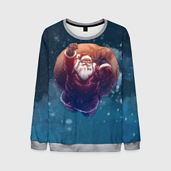 Свитшот мужской Летящий Санта, цвет: 3D-меланж