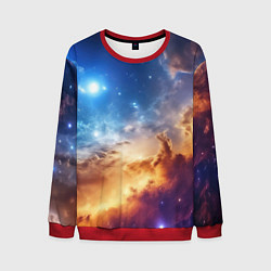 Свитшот мужской Оранжевая небула космос, цвет: 3D-красный