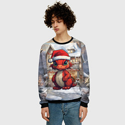 Свитшот мужской Красный маленький дракон 2024, цвет: 3D-черный — фото 2