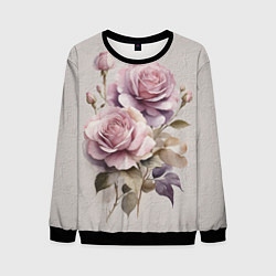 Мужской свитшот Нежные розовые розы на стене