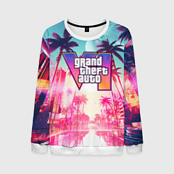 Свитшот мужской Gta 6 logo vice city style, цвет: 3D-белый