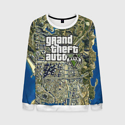 Свитшот мужской GTA 5 карта, цвет: 3D-белый