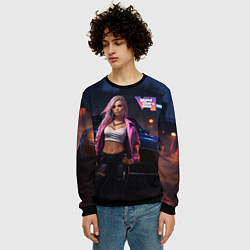 Свитшот мужской GTA 6 девушка у машины, цвет: 3D-черный — фото 2