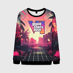 Свитшот мужской GTA 6 retro abstract logo, цвет: 3D-черный