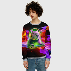 Свитшот мужской Capybara is an avid gamer, цвет: 3D-меланж — фото 2