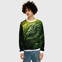 Свитшот мужской Зеленый лесной дракон 2024, цвет: 3D-белый — фото 2