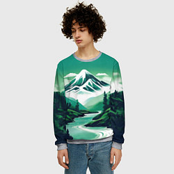 Свитшот мужской Графический пейзаж Камчатки, цвет: 3D-меланж — фото 2