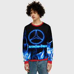 Свитшот мужской Mercedes-benz blue neon, цвет: 3D-красный — фото 2