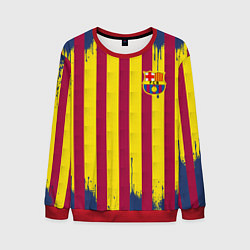 Свитшот мужской Полосатые цвета футбольного клуба Барселона, цвет: 3D-красный