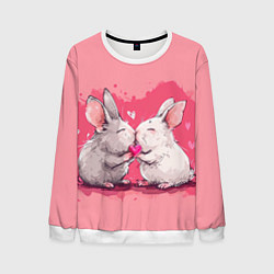 Свитшот мужской Милые влюбленные кролики, цвет: 3D-белый