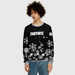 Свитшот мужской Fortnite новый год паттерн, цвет: 3D-меланж — фото 2