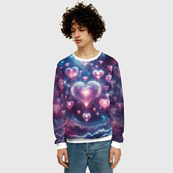 Свитшот мужской Космические сердца - звезды, цвет: 3D-белый — фото 2