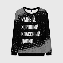 Свитшот мужской Умный, хороший, классный: Давид, цвет: 3D-черный
