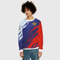 Свитшот мужской Россия Sport брызги красок триколор, цвет: 3D-белый — фото 2