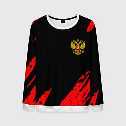 Свитшот мужской Россия герб краски красные, цвет: 3D-белый