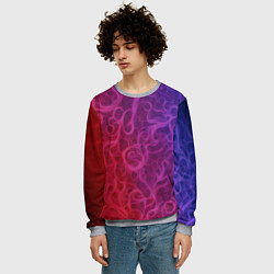 Свитшот мужской Вихревые узоры на градиенте, цвет: 3D-меланж — фото 2