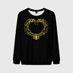 Свитшот мужской Сердце желтыми энергетическими линиями на черном, цвет: 3D-черный