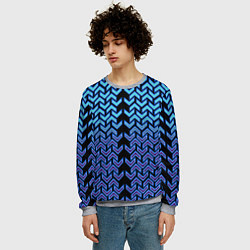 Свитшот мужской Синие стрелки на чёрном фоне киберпанк, цвет: 3D-меланж — фото 2