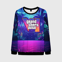 Мужской свитшот Gta 6 логотип в стиле ночного vice city