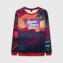 Свитшот мужской GTA 6 logo абстрактный фон, цвет: 3D-красный