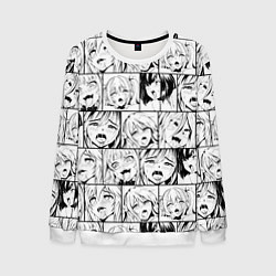 Свитшот мужской Ahegao pattern, цвет: 3D-белый