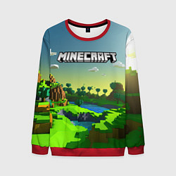 Свитшот мужской Minecraft logo зеленый летний мир, цвет: 3D-красный