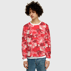 Свитшот мужской Розовый кошачий комуфляж, цвет: 3D-белый — фото 2
