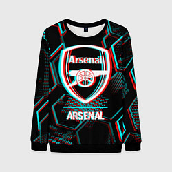 Свитшот мужской Arsenal FC в стиле glitch на темном фоне, цвет: 3D-черный