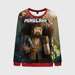Свитшот мужской Minecraft персонаж с бородой у горы, цвет: 3D-красный