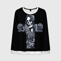 Свитшот мужской Santa muerte cross, цвет: 3D-белый