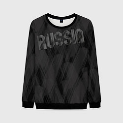 Свитшот мужской Russia темно серая надпись, цвет: 3D-черный