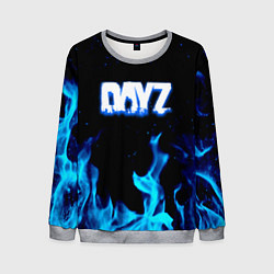 Свитшот мужской Dayz синий огонь лого, цвет: 3D-меланж