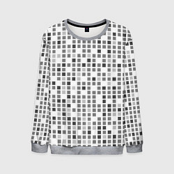 Свитшот мужской Серые квадраты на белом фоне, цвет: 3D-меланж