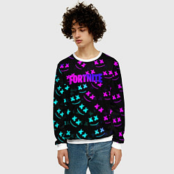 Свитшот мужской Fortnite x Marshmello neon pattern, цвет: 3D-белый — фото 2
