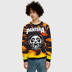 Свитшот мужской Pantera рок панда и огонь, цвет: 3D-черный — фото 2