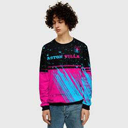 Свитшот мужской Aston Villa - neon gradient посередине, цвет: 3D-черный — фото 2