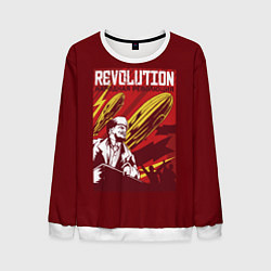 Свитшот мужской Народная революция с Лениным, цвет: 3D-белый