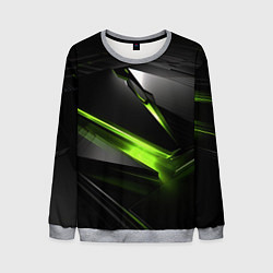Свитшот мужской Зеленая абстрактная конструкция в стиле nvidia, цвет: 3D-меланж