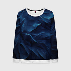 Свитшот мужской Синие глубокие абстрактные волны, цвет: 3D-белый