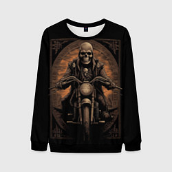 Мужской свитшот Старый скелет едет на старом мотоцикле