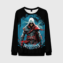 Свитшот мужской Assassins creed холодный фон, цвет: 3D-черный