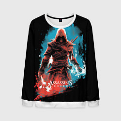 Свитшот мужской Assassins creed фон абстрактный, цвет: 3D-белый