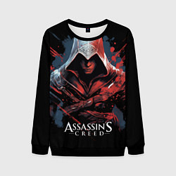 Свитшот мужской Assassins creed красная краска, цвет: 3D-черный
