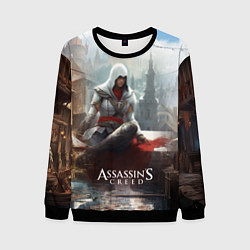 Свитшот мужской Assassins creed poster game, цвет: 3D-черный