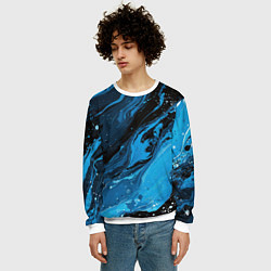Свитшот мужской Черно-синяя абстракция геометрическая, цвет: 3D-белый — фото 2