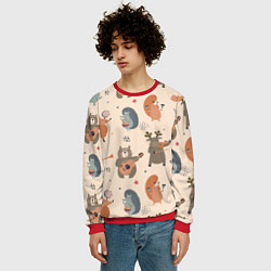 Свитшот мужской Животные с инструментами, цвет: 3D-красный — фото 2
