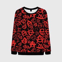 Свитшот мужской Узор анархия красный, цвет: 3D-черный